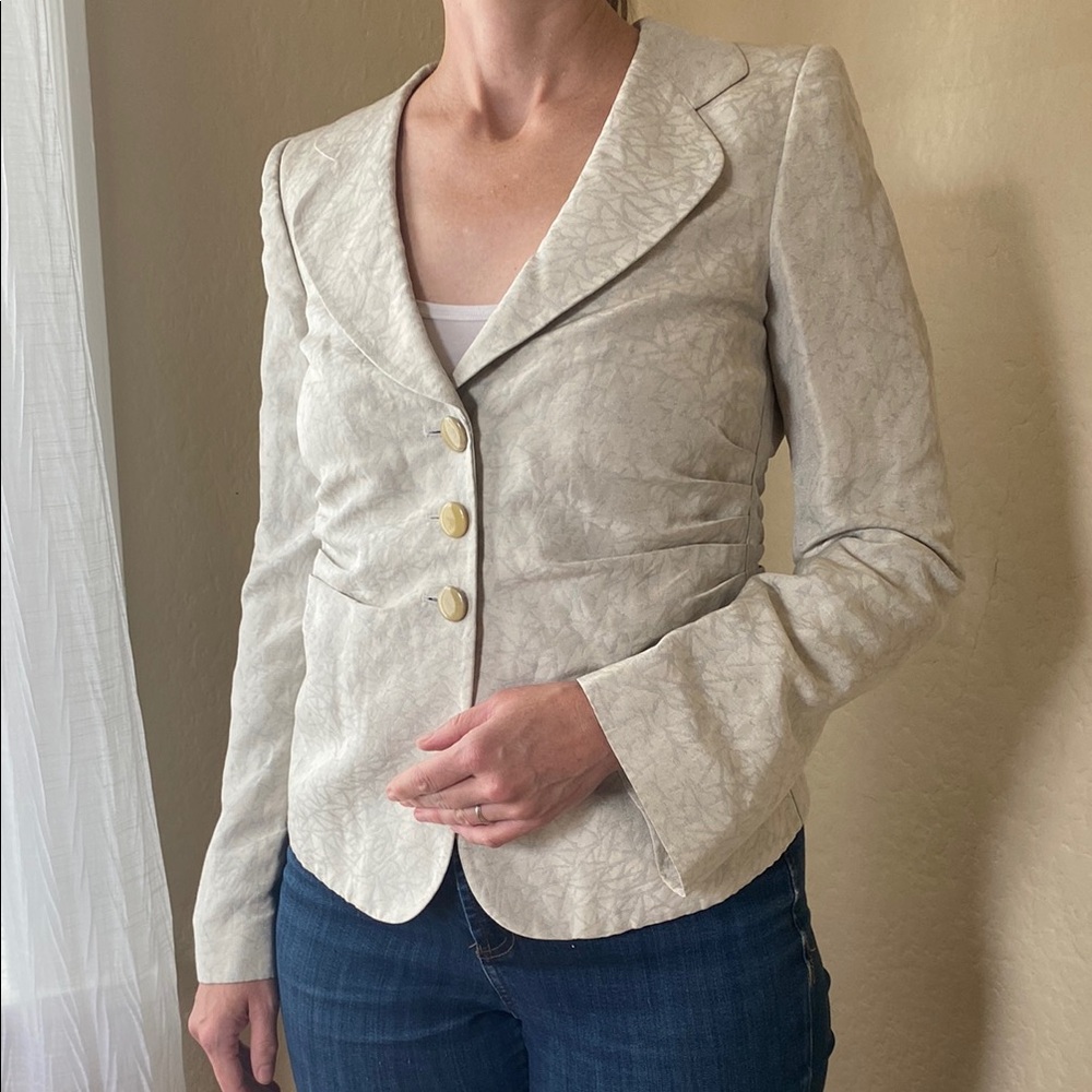 Armani Collezioni Cream Blazer with Textured Silk Finish